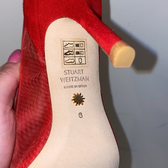RARE Red Mesh Stuart Weitzman Heels - Picture 4 of 7